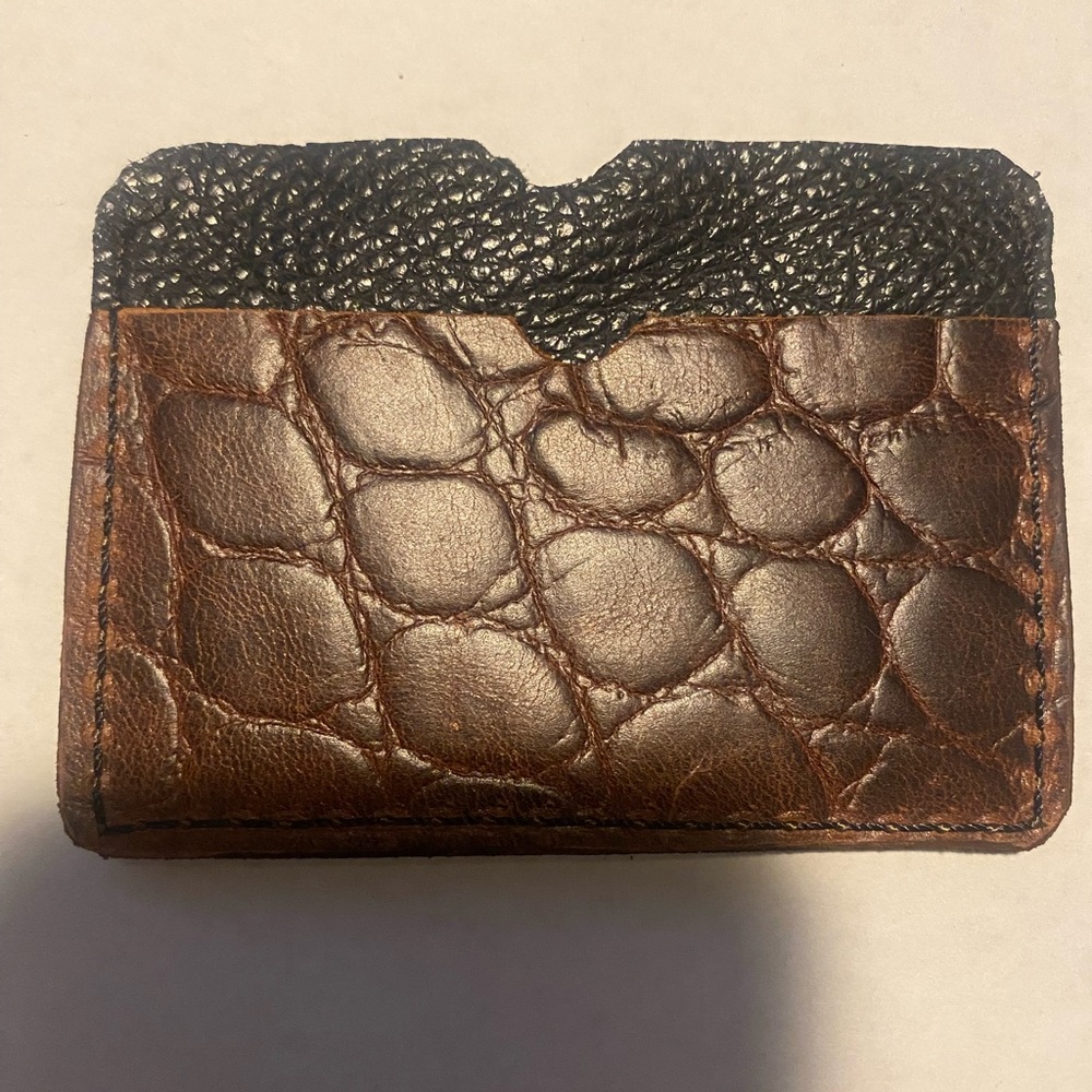 Brown and Black Leather Card Holder